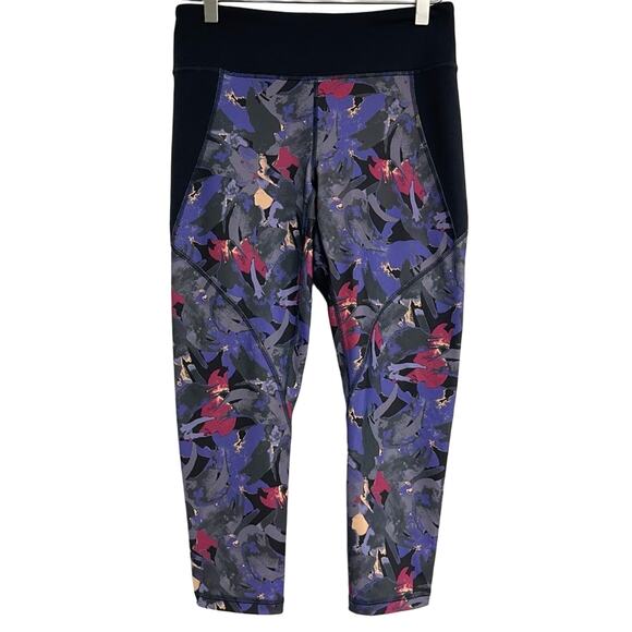 PATAGONIA Centered Crop Leggings Purple Gray Abstract Print Athleisure Medium - Picture 5 of 15